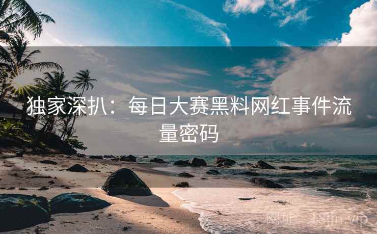 独家深扒：每日大赛黑料网红事件流量密码